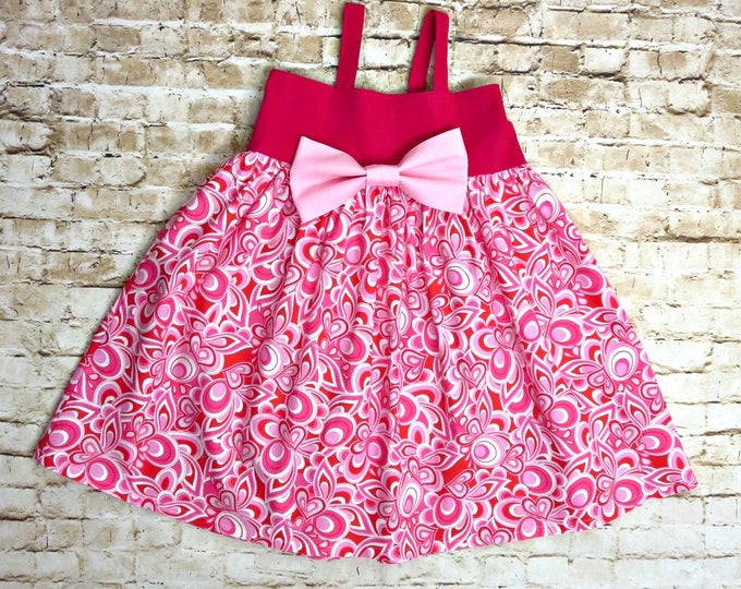 My First Valentines - Pink Bow Dress - Baby Girl Dress - 1st Valentines - Toddler Girl Clothes - Preschool Party - Sizes 6 months to 8 yrs