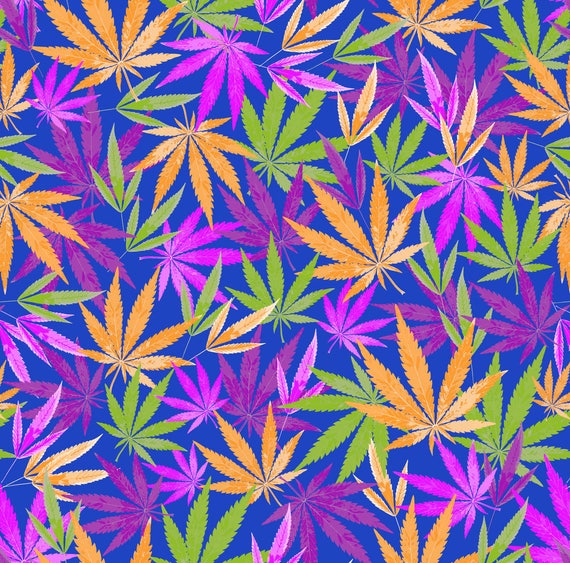 Marijuana Fabric Colorful Marijuana Leaves By