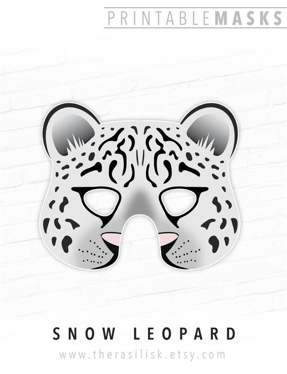 Printable Snow Leopard Mask White Leopard Mask Printable