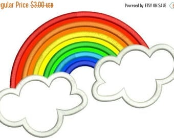 SALE 65% OFF Applique Rainbow and Clouds Machine Embroidery Designs 4x4 & 5x7 Instant Download Sale