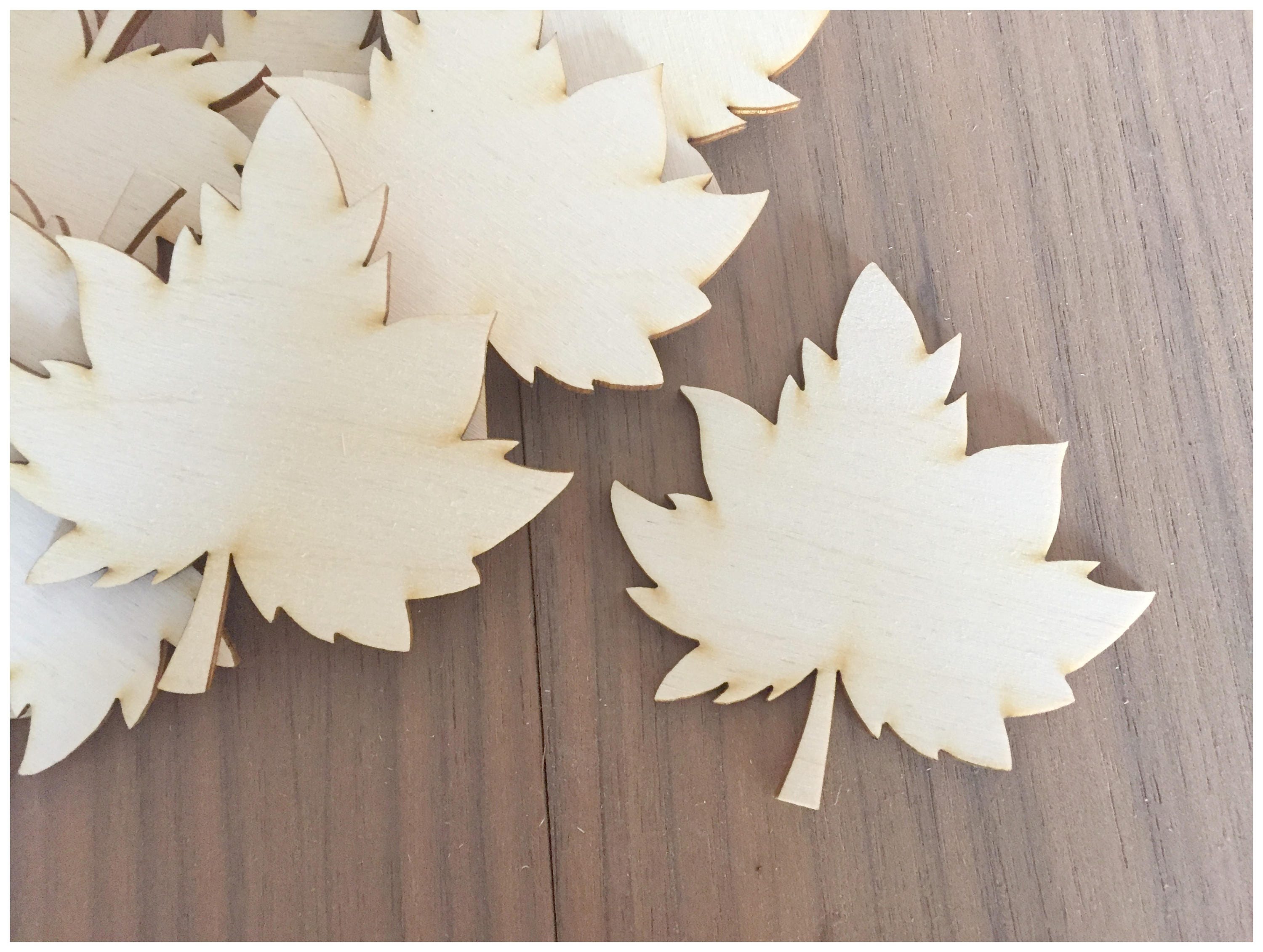 12 Pieces Craft Wood Shapes Maple Leaves