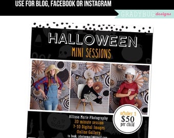 Halloween Mini Session Template - Halloween Minis - Photography Marketing board - INSTANT DOWNLOAD - Blog Facebook Instagram Ready