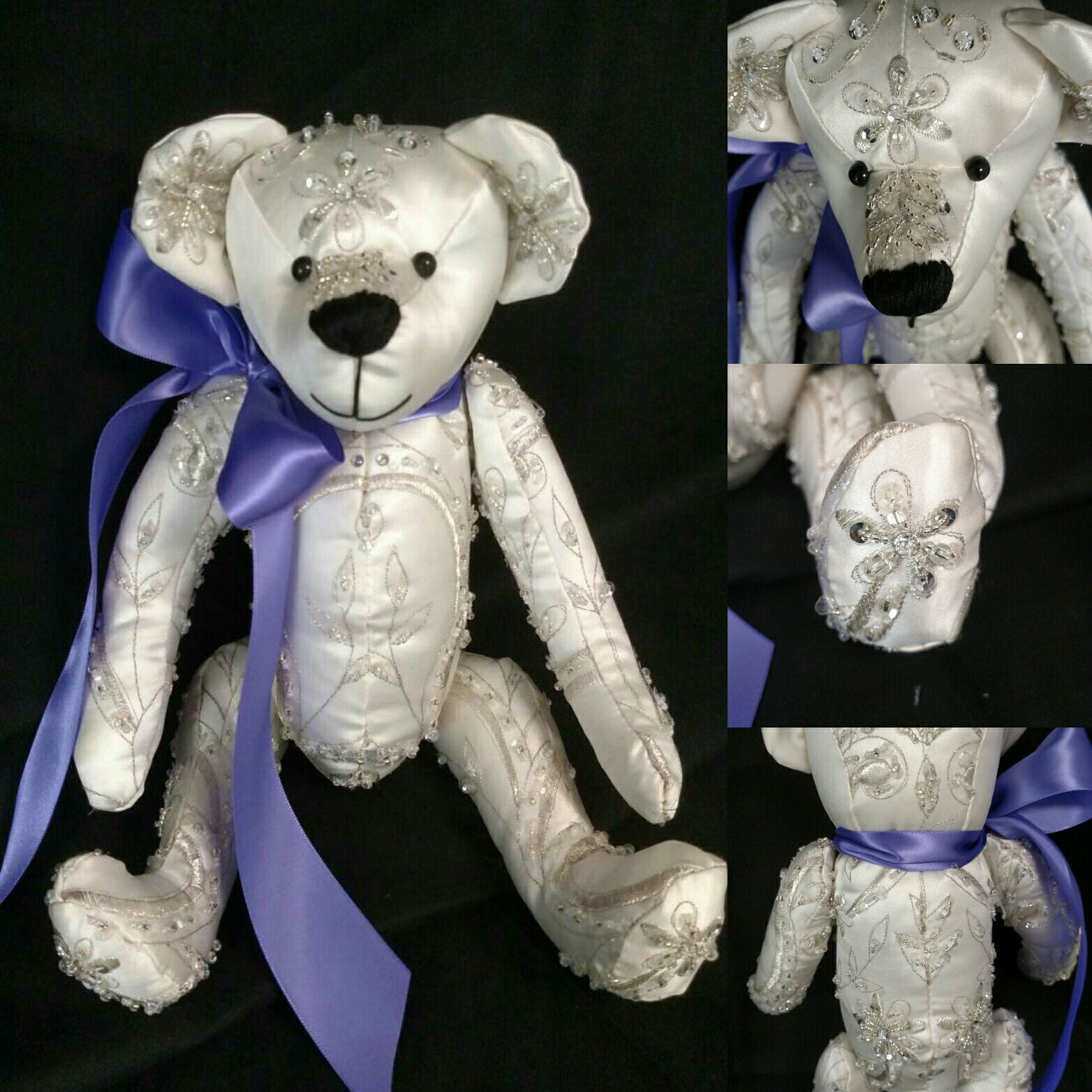 teddy bear made out of wedding dress