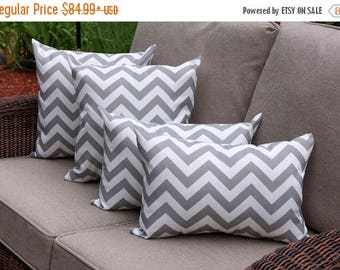 Grey Chevron Outdoor Throw Pillow - Premier Prints Zig Zag Gray Outdoor Decorative Pillow- 4 PK -- Free Shipping