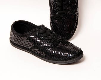 Black sequin shoes | Etsy
