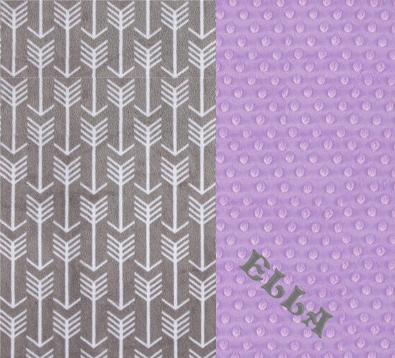 Gray Arrow Toddler Blanket, Minky Blanket Girl, Minky Throw Blanket, Kids Minky Blanket, Lilac Gray Arrow Blanket, Personalized Gift