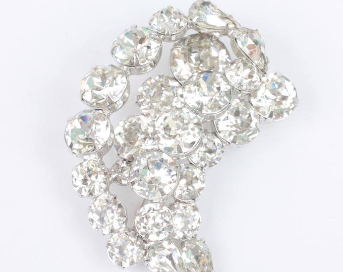 Kramer Clear Rhinestone Crystal Brooch Designer Diva Special Occasion Vintage