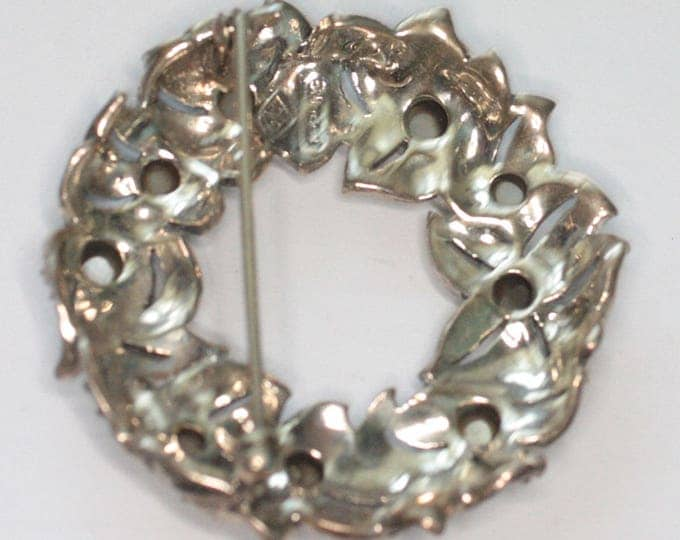 Marcasite Faux Pearl Sterling Brooch Judith Jack Wreath Circle Pin Vintage