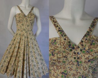 1950 Crisp Cotton Sun Dress Shelf Bust