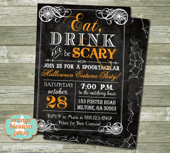 Spooky Vintage Halloween Party Invitation Halloween Birthday 7116