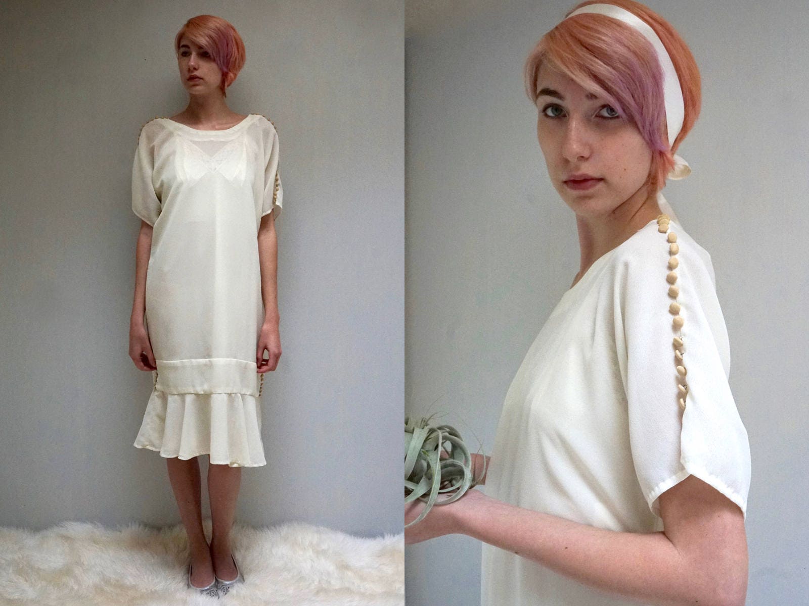 20s Wedding Dress // 1920s Ivory Dress // Flapper Dress