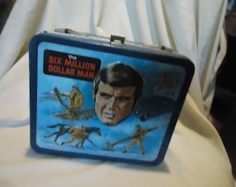 Vintage 1974 Six Million Dollar Man Metal Lunch Box by Aladdin, NO THERMOS, collectable