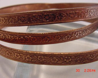 3 Vintage Copper Bangle Bracelets 17 - 726