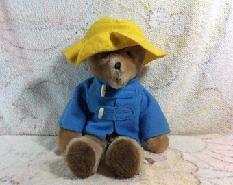 Vintage Paddington Bear Plush Stuffed Animal Eden Toys Vintage Retro Adorable Haiti Yellow Hat 70s
