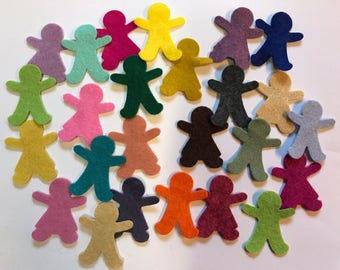 Wool Felt Gingerbread Girl & Boy Die Cut 24 - 1.5 inch tall Random Colored 4038 Felt People - Kids Crafts - Felt Supplies - Felt Learning