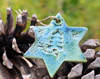 Décoration de noël 1 étoile en céramique à suspendre /Decoration of nöel star of ceramic to hang