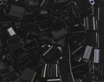 5-25 grams, Miyuki, Tila Beads, 2 hole, 5x5x1.9mm, BLACK, (TL-401), (wt-2), Kumihimo, Jewelry, Beading, Beadweaving