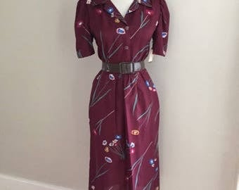 VINTAGE 60s Floral Dress | Secretary Dress / 1960s Skirt + Blouse Set / Retro Floral Dress / Wiggle Pencil Skirt Dress / Mad Men Style