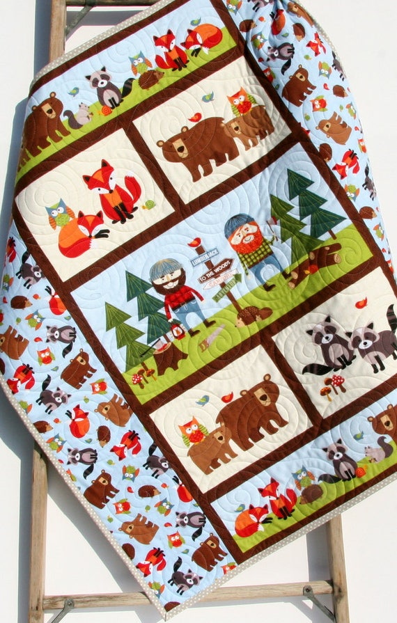 LAST ONES Lumberjack Quilt FLANNEL Baby Boy Bedding Woodland