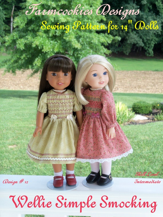 New!! Wellie Wisher® PDF Sewing Pattern: Wellie SIMPLE SMOCKING /Pattern for 14" American Girl Wellie Wishers®