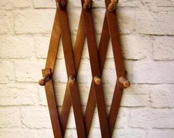 Extra Large Vintage Accordian Peg Rack Bed and Bath Decor