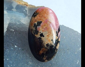 New!!! Rhodonite Gemstone Cabochon,Oval Cabochon,40x23x7mm,14.4g(i0883)