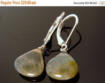 Flash Labradorite Briolette Sterling Silver Leverback Earrings