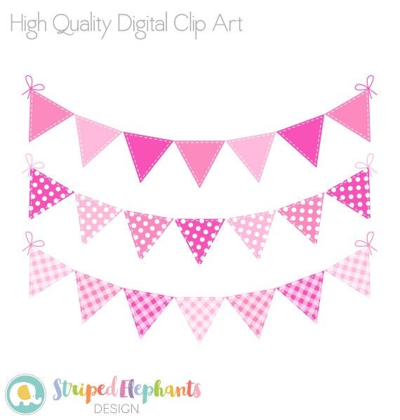 Pink Bunting Clip Art, Baby Girl Bunting Flags Clipart, Baby Shower ...
