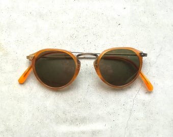 Original vintage amber Oliver Peoples op-27ag light green lenses with clip on