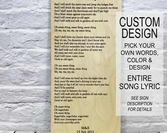 song lyrics, song lyric art, wedding gift, anniversary gift, wedding song, first dance song, gift for her, first dance, song lyrics print