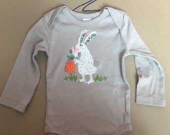6-12 months long sleeve onesie with rabbit