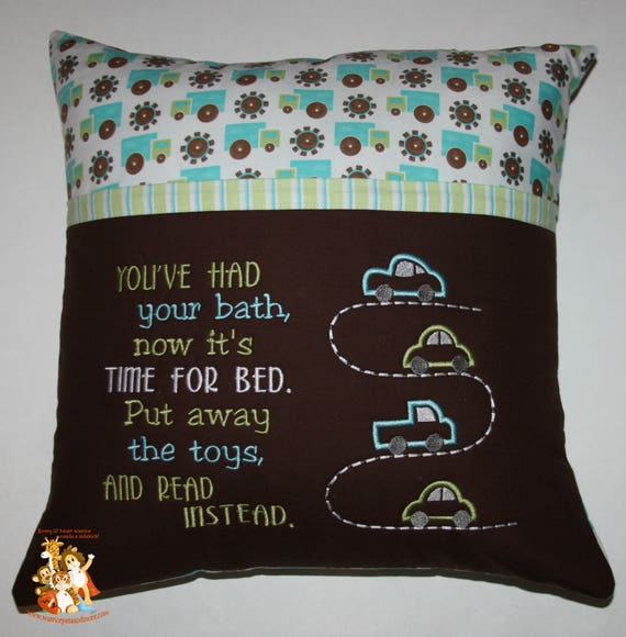 Reading Pillow pocket pillow cars boys toys book