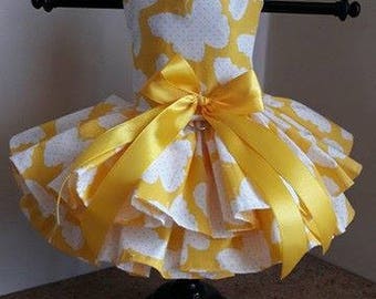 Dog Dress Yellow with Butterflies