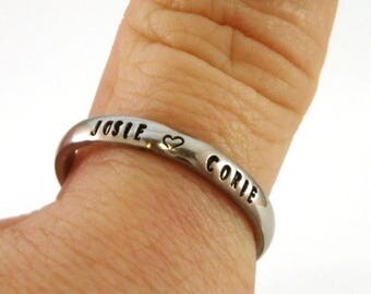 SALE CIJ2017 Stacking Ring / Name Ring / Thumb Ring / Personalized Name Ring / Personalized Ring / Hand Stamped Ring / Stainless Steel Ring