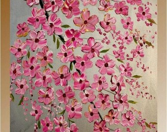 SALE ORIGINAL Large 3ft x 2ft gallery wrap canvas-Contemporary impasto modern abstract floral painting by Nicolette Vaughan Horner