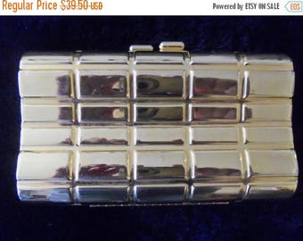 Now On Sale Vintage 1980's Goldtone Metal Purse Retro Collectible Clutch Mad Men Mod Black Tie Formal Handbag