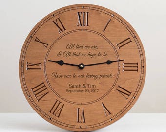 Personalized Clock for Parents of Bride & Groom: Wedding Thank You Gift for Parents, Parents Thank You Gift, Personalized Parents Gift