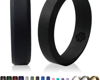 Silicone Wedding Ring Band by Knot Theory - Safe & Lightweight (Black)