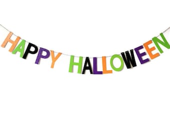 Glitter Happy Halloween Banner // Glitter Banner // Glitter Party Decor // Halloween Banner // Glitter Bunting // Halloween Bunting