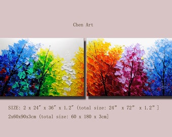 contemporary wall art,Palette Knife Painting,colorful Landscape painting,wall decor,Home Decor,Acrylic Textured Painting ON Canvas Chen 0702