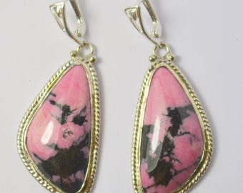 Russian Rhodonite earrings, Genuine Rhodonite Earrings, FREE SHIPPING