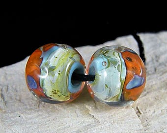 Handmade Lampwork Beads - Earring Pairs ~Emberglow ~Southwest-Boho-Lampies