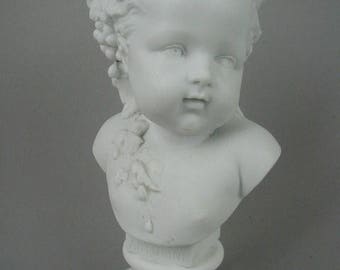 Beautiful Vintage Parian Ware Bust, "Automne" or "Autumn", White Bisque Porcelain, Vion and Baury, Blue Pad Mark, 9 3/4" tall