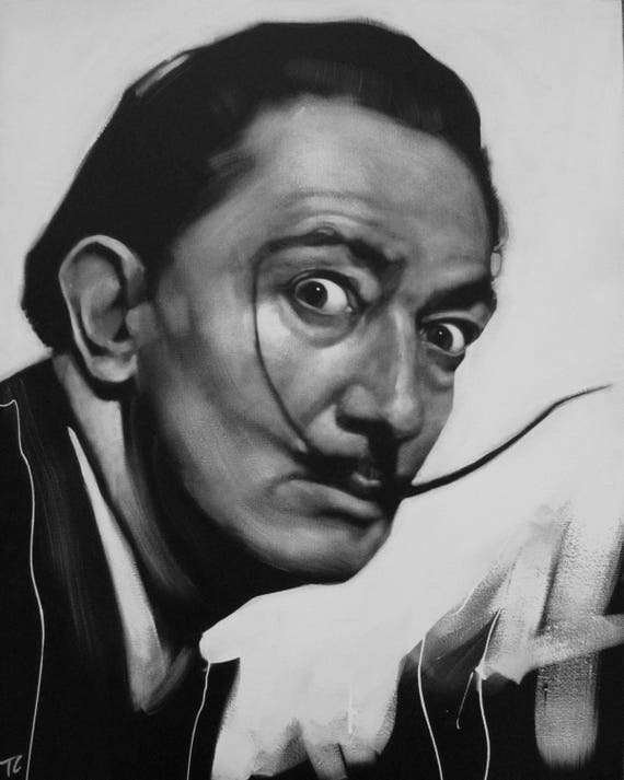 Salvador Dali Black & White Art Portrait Original
