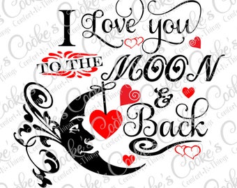 Download I love you to the moon and back svg | Etsy