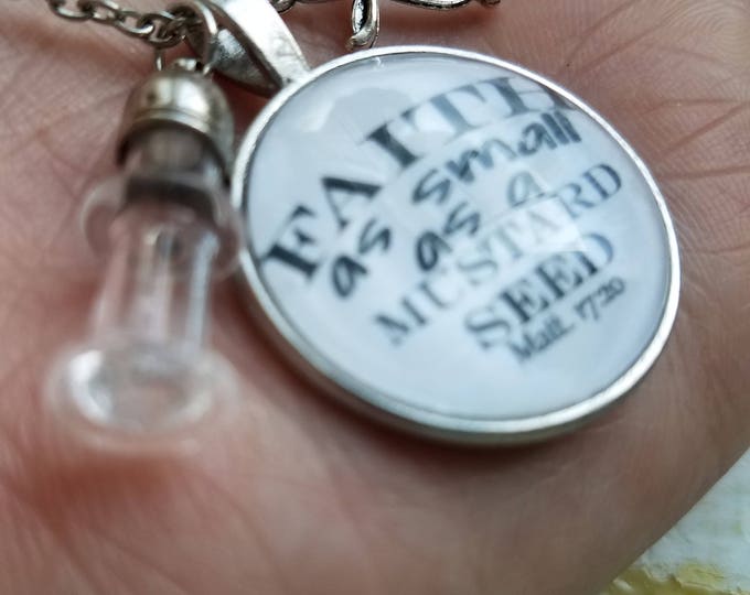 Mustard Seed Necklace Matthew 17 20 necklace Faith as small, Christian gift Bible verse jewelry Scripture Pendant Mustard Seed Charm #IL92