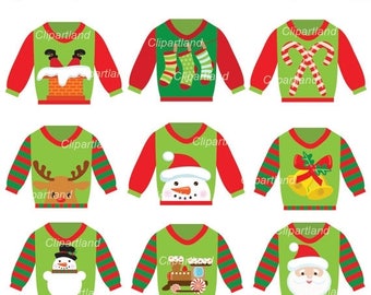 ON SALE INSTANT Download. Christmas ugly christmas sweater clip art. Ccs_4. Personal and commercial use.