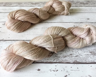 Alpaca Lace in Sand Blossom: Naturally hand-dyed Lace weight yarn in Baby Alpaca, Silk and Linen 100g / 600m