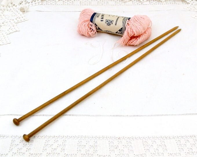 Vintage Extra Long Wooden Knitting Needles 42 cm / 16.53 in From France, French Retro Knitting Needle made of Wood, Vintage Craft Tool