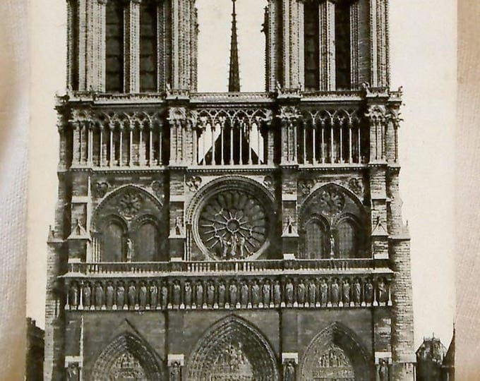 Antique French Black and White Postcard of the Cathedral Notre Dame in Paris, Photograph of Parisian Monument,Old French Card, Deltiology